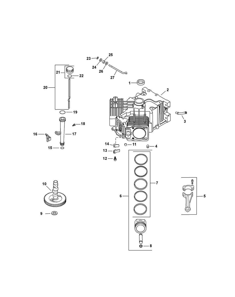 Kohler Cv740-3125 Crankcase Diagram and Parts List for M60-KH (53CH8CT6050-27HP)(2011) Cub Cadet Lawn Tractor